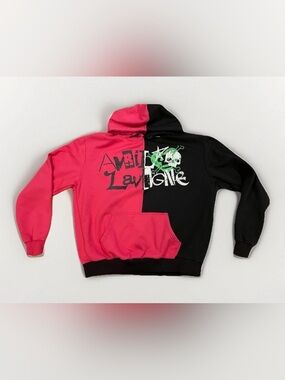 Avril Lavigne Greatest Hits Tour Hoodie Split Pink Black Large Merch Hoodie Rare